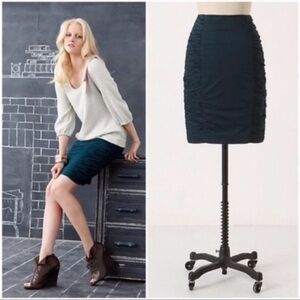 Anthropologie Cartonnier  Ruched Alluring Swat Pencil Skirt in Teal Sapphire 4